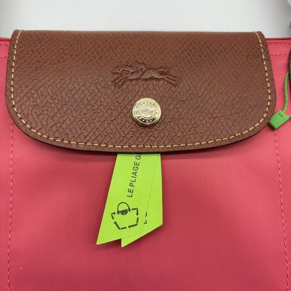 Longchamp Le Pliage Original M Tote in Strawberry with Brown Trim - Picture 2 of 5